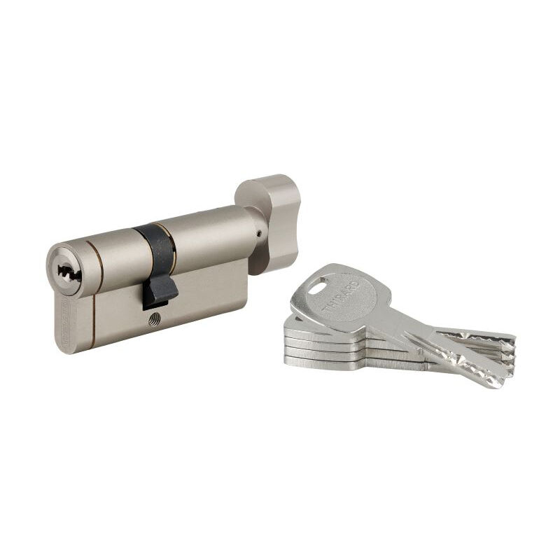 Cylindre à bouton Transit 1 unikey (achetez-en plusieurs, ouvrez avec la même clé), 40Bx30mm, 5 clés, nickelé