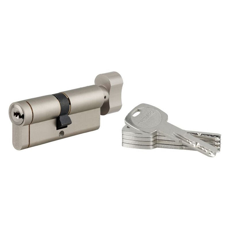 Cylindre à bouton Transit 1 unikey (achetez-en plusieurs, ouvrez avec la même clé), 40Bx40mm, 5 clés, nickelé