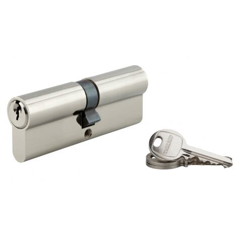 Thirard – Cylindre de serrure cranté 45 x 45 mm – 3 clés en acier nickelé – Mécanisme à 5 goupilles – Panneton anti-arrachement – Vis de 50 mm