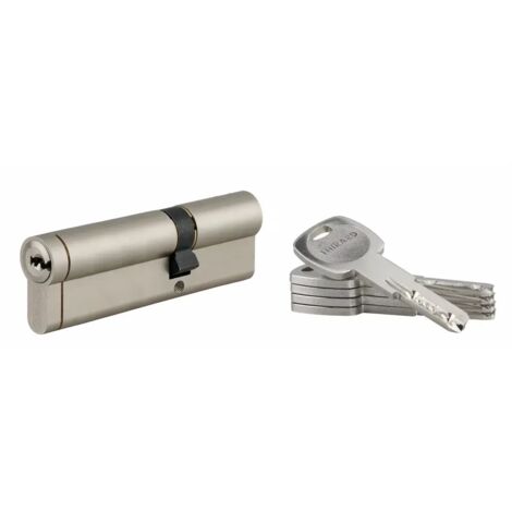 Thirard – Cylindre de serrure débrayable 40x70mm – Mécanisme 6 goupilles – Protection anti-snap et perçage – 5 clés réversibles en laiton nickelé