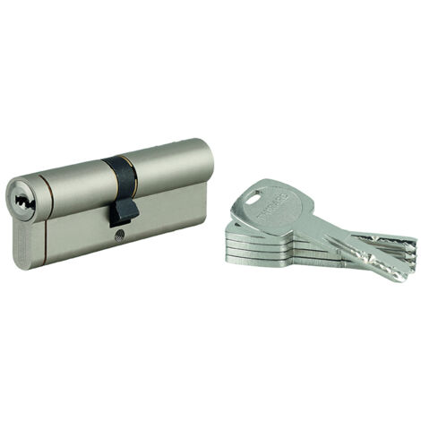 Thirard – Cylindre de serrure débrayable 45x45mm – Mécanisme 6 goupilles – Protection anti-snap et perçage – 5 clés réversibles en laiton nickelé
