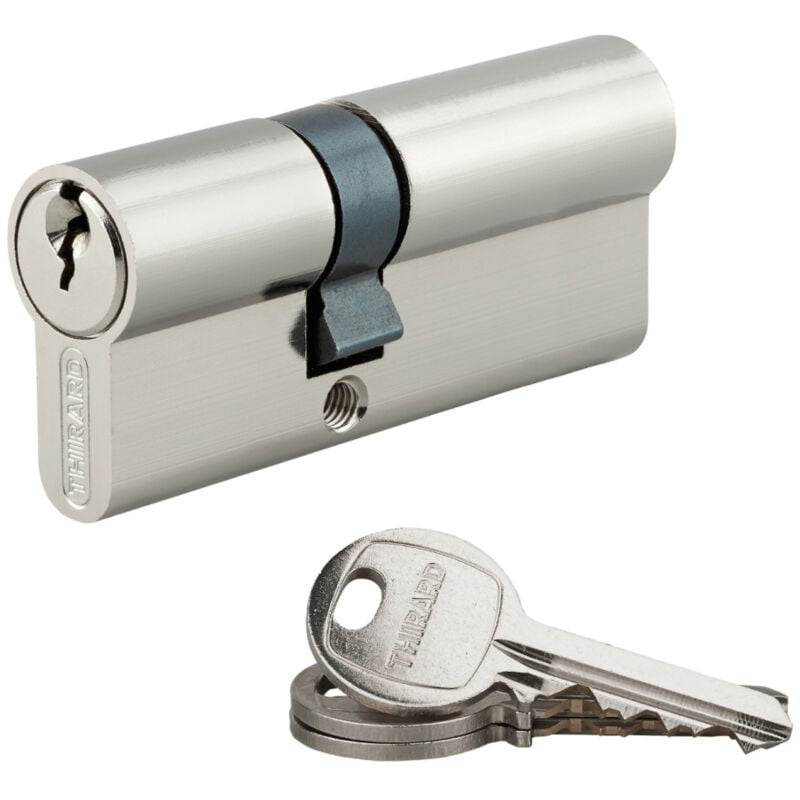 Thirard - Cylindre de serrure double entrée sa unikey (achetez-en plusieurs, ouvrez avec la même clé), 30x55mm, 3 clés, nickelé