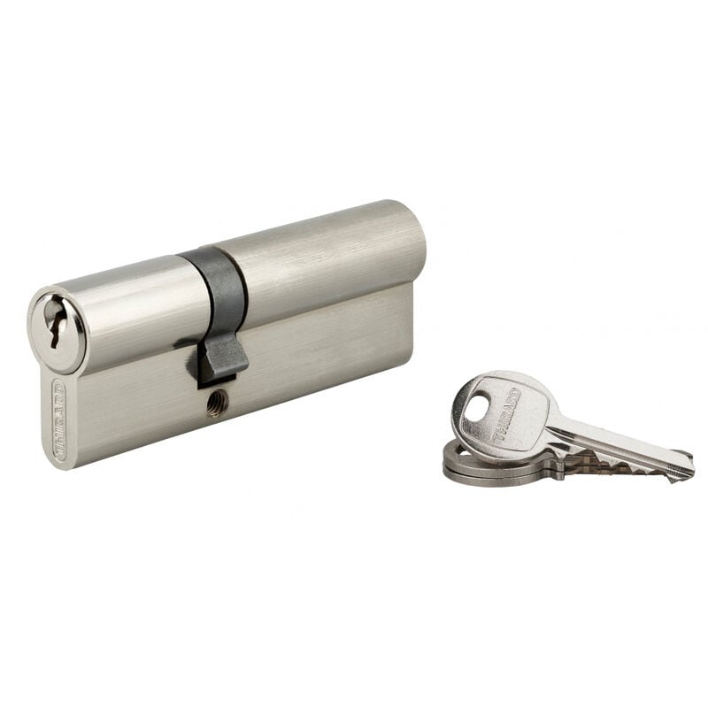 Thirard - Cylindre de serrure double entrée sa unikey (achetez-en plusieurs, ouvrez avec la même clé), 35x60mm, 3 clés, nickelé