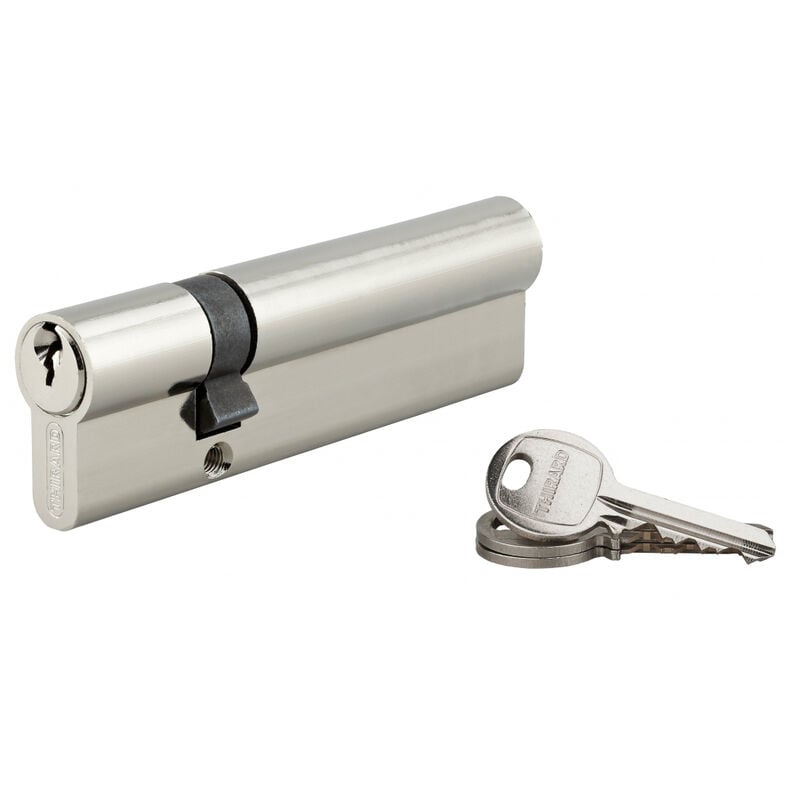Cylindre de serrure double entrée SA UNIKEY (achetez-en plusieurs, ouvrez avec la même clé), 35x70mm, 3 clés, nickelé