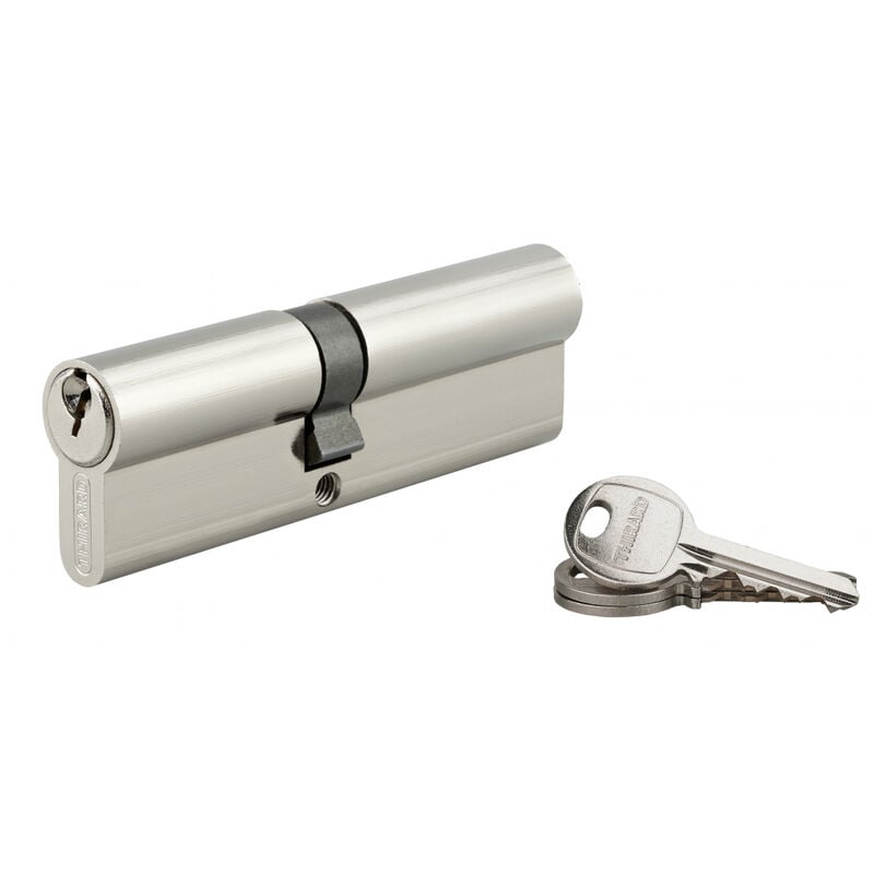 Thirard - Cylindre de serrure double entrée sa unikey (achetez-en plusieurs, ouvrez avec la même clé), 40x55mm, 3 clés, nickelé