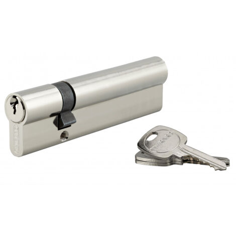 Thirard – Cylindre de serrure double entrée 30x90mm – 5 goupilles – Clé crantée – 3 clés – Niveau de sécurité 5/10 – Finition nickelée