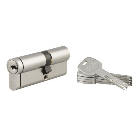 Thirard – Cylindre de serrure double entrée 35x45mm – Nickelé – 5 clés – 8 goupilles – Protection anti-perçage et anti-snap