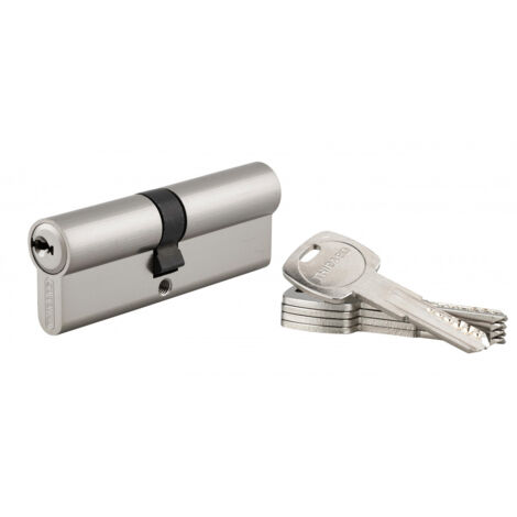 Thirard – Cylindre de serrure double entrée 40x45mm – Nickelé – 6 goupilles – Protection anti-perçage et anti-arrachement – 5 clés