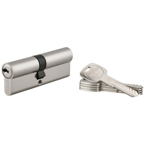 Thirard – Cylindre de serrure double entrée 40x45mm – Protection anti-arrachement et anti-perçage – 5 clés réversibles en laiton nickelé – Mécanisme 6 goupilles