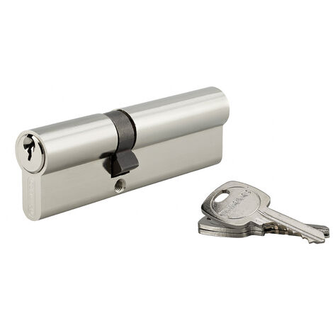 Thirard – Cylindre de serrure double entrée 40x60mm – 3 clés – Nickelé – 5 goupilles – Système clé unique pour plusieurs cylindres