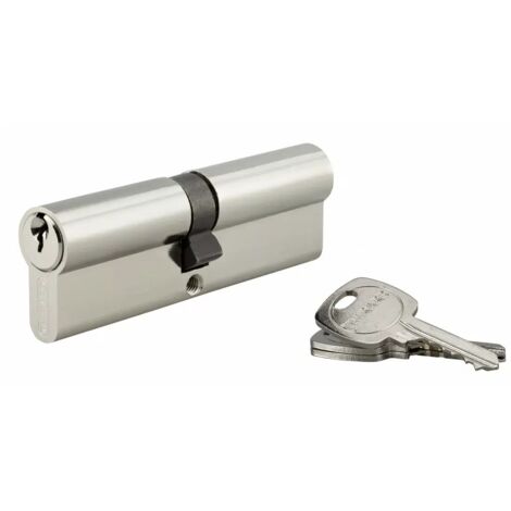Thirard – Cylindre de serrure double entrée 50x50mm – Anti-arrachement – 5 goupilles – 3 clés en laiton nickelé – Profil européen