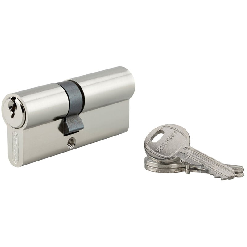 Thirard - Cylindre de serrure double entrée HG5 unikey (achetez-en plusieurs, ouvrez avec la même clé), 30x40mm, 3 clés, nickel