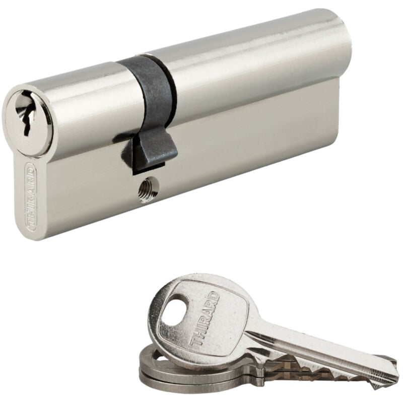 Thirard - Cylindre de serrure double entrée sa unikey (achetez-en plusieurs, ouvrez avec la même clé), 35x65mm, 3 clés, nickelé