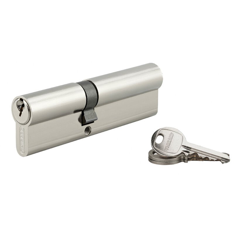 Thirard - Cylindre de serrure double entrée sa unikey (achetez-en plusieurs, ouvrez avec la même clé), 45x60mm, 3 clés, nickelé