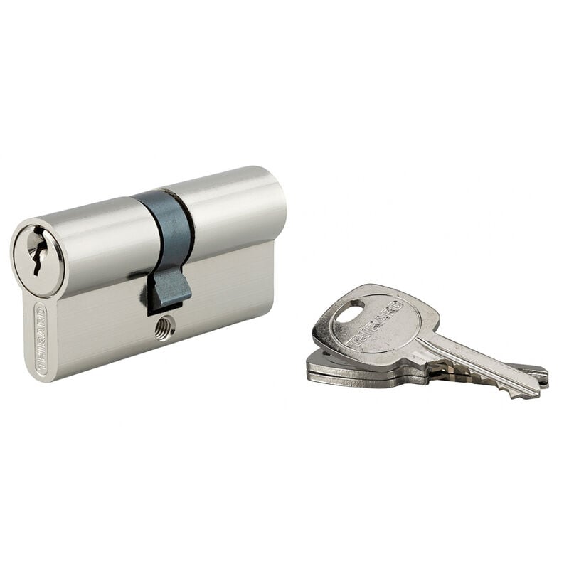 Thirard - Cylindre de serrure double entrée std unikey (achetez-en plusieurs, ouvrez avec la même clé), 30x35mm, 3 clés, nickelé