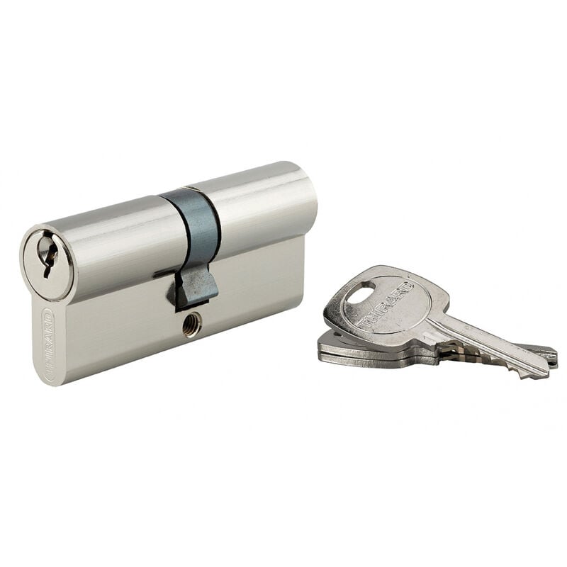 Thirard - Cylindre de serrure double entrée std unikey (achetez-en plusieurs, ouvrez avec la même clé), 35x35mm, 3 clés, nickelé