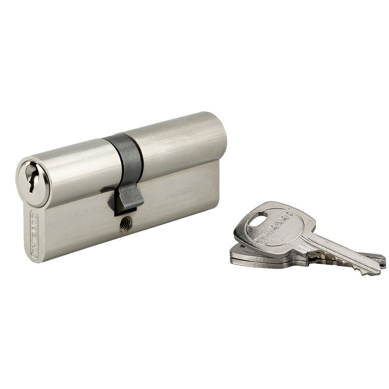 Thirard - Cylindre de serrure double entrée std unikey (achetez-en plusieurs, ouvrez avec la même clé), 35x45mm, 3 clés, nickelé