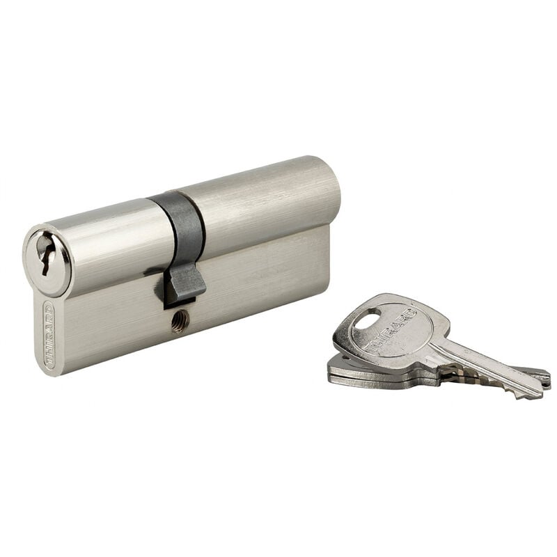 Thirard - Cylindre de serrure double entrée std unikey (achetez-en plusieurs, ouvrez avec la même clé), 35x50mm, 3 clés, nickelé