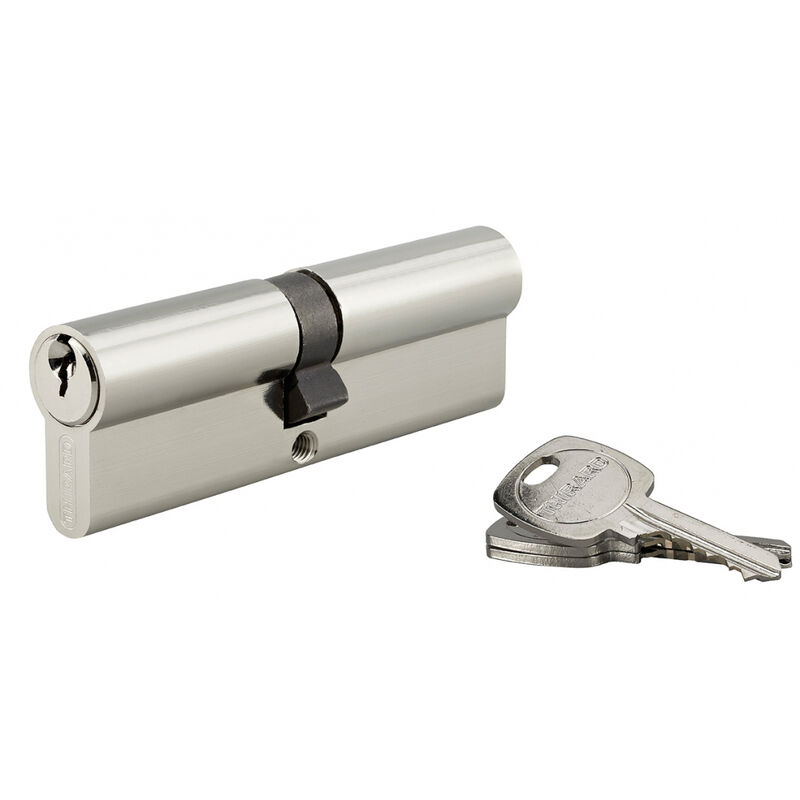 Cylindre de serrure double entrée std unikey (achetez-en plusieurs, ouvrez avec la même clé), 50x50mm, 3 clés, nickelé