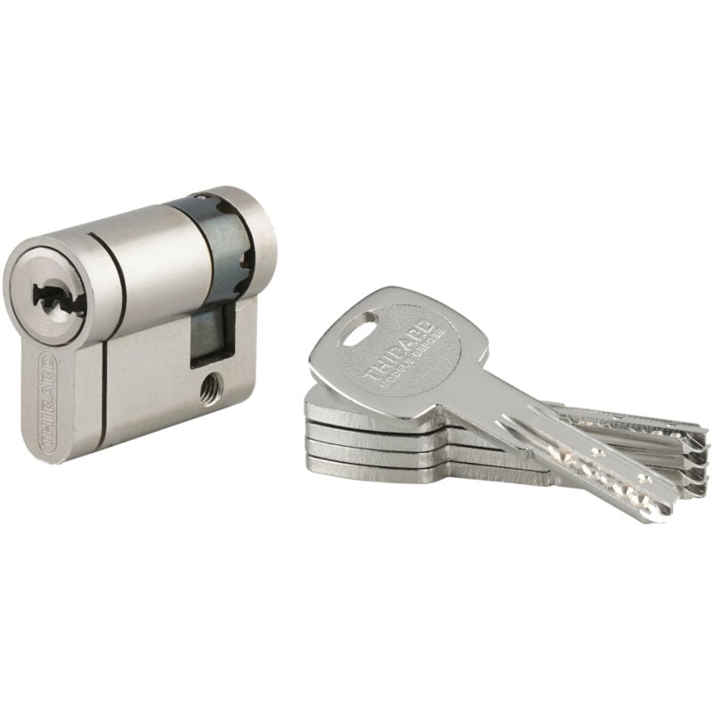 Demi-cylindre Transit 2, 30x10mm, nickel, anti-arrachement, panneton orientable 5 clés