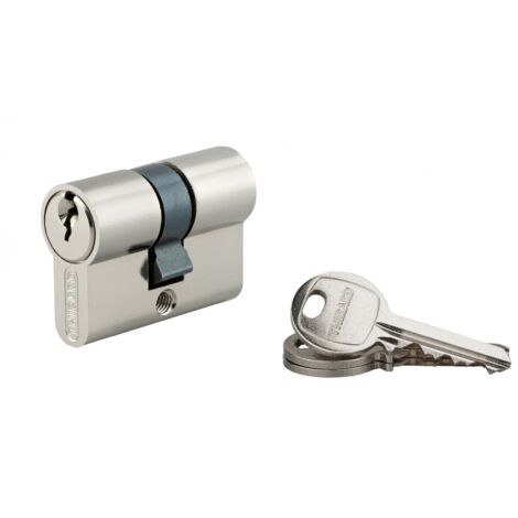 Thirard – Cylindre de serrure européen 21 x 21 mm – Laiton nickelé – 5 goupilles – 3 clés en acier nickelé – Sécurité renforcée pour portes d'entrée