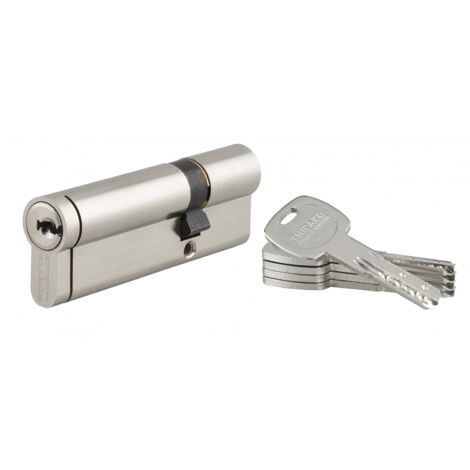 Thirard – Cylindre de serrure européen 30x60 mm – 4 clés réversibles laiton nickelé – Protection contre le perçage – Panneton anti arrachement