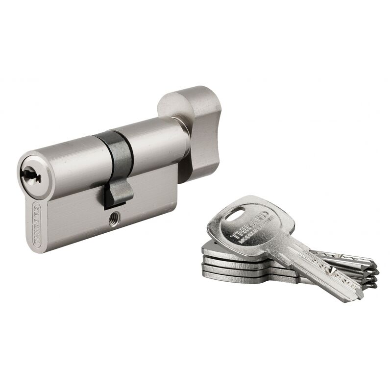 THIRARD Cylindre de serrure Trafic 6 &agrave; bouton - 30 x 30 mm - fourni avec 5 cl&eacute;s