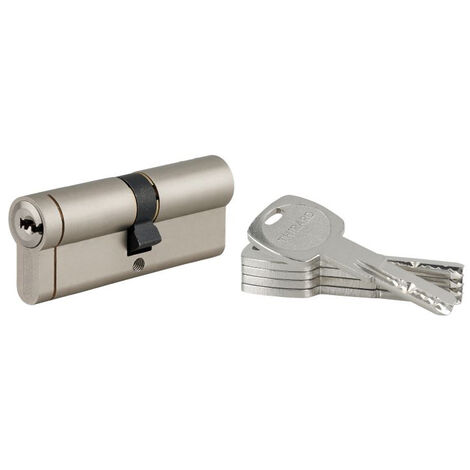THIRARD - Cylindre double entrée Transit 1 UNIKEY (achetez-en plusieurs, ouvrez avec la même clé), 40x45mm, 5 clés, nickelé - THIRARD