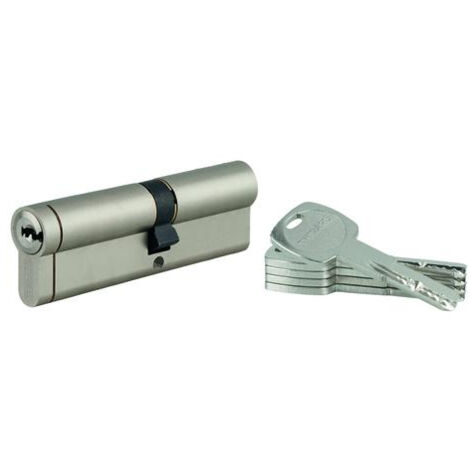 Thirard – Cylindre de serrure double entrée débrayable 40 x 60 mm – S'entrouvrant MV2 – 5 clés – Niveau de sécurité 8/10 – Laiton nickelé