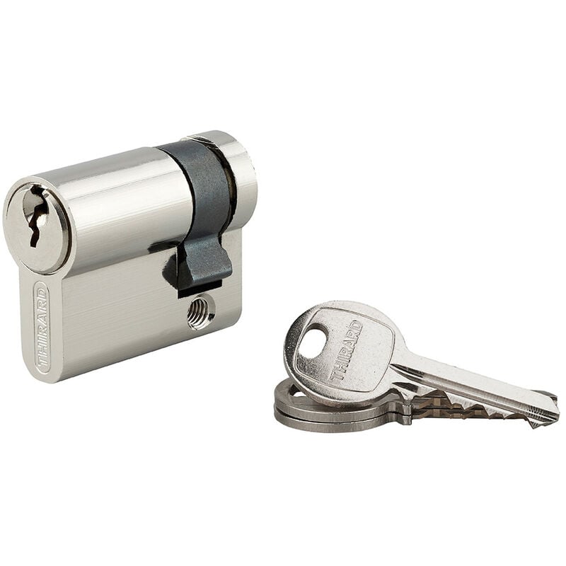 Thirard - Demi-cylindre de serrure sa unikey (achetez-en plusieurs, ouvrez avec la même clé), 35x10mm, 3 clés, nickel