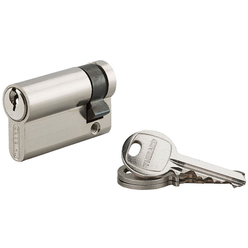 Demi-cylindre de serrure SA UNIKEY (achetez-en plusieurs, ouvrez avec la même clé), 45x10mm, 3 clés, nickel