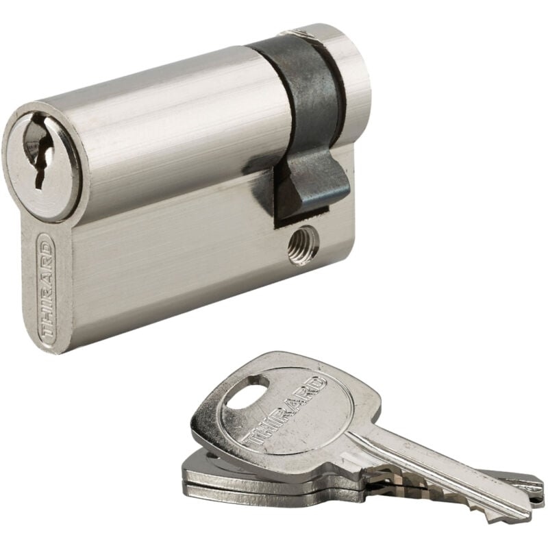 Thirard - Demi-cylindre de serrure std unikey (achetez-en plusieurs, ouvrez avec la même clé), 40x10mm, 3 clés, nickelé