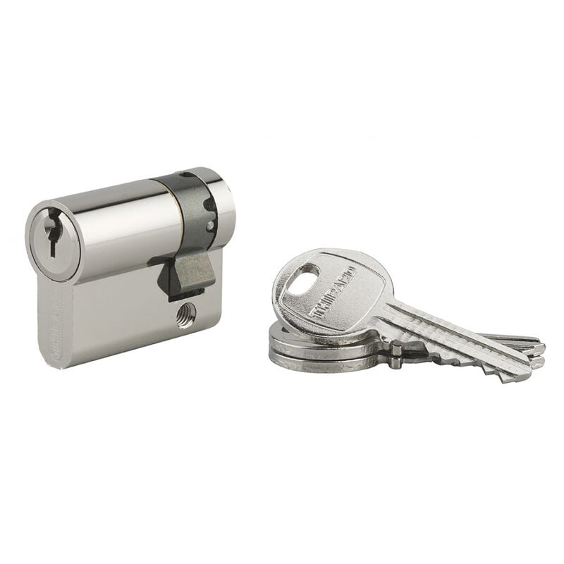 Thirard - Demi cylindre HG5 unikey (achetez-en plusieurs, ouvrez avec la même clé), 30x10mm, 3 clés, nickel
