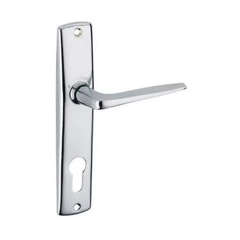 Thirard – Poignée de porte d'entrée à cylindre – Entr'axe 165mm – Acier embouti – Finition chromée – Béquilles en alliage fondu