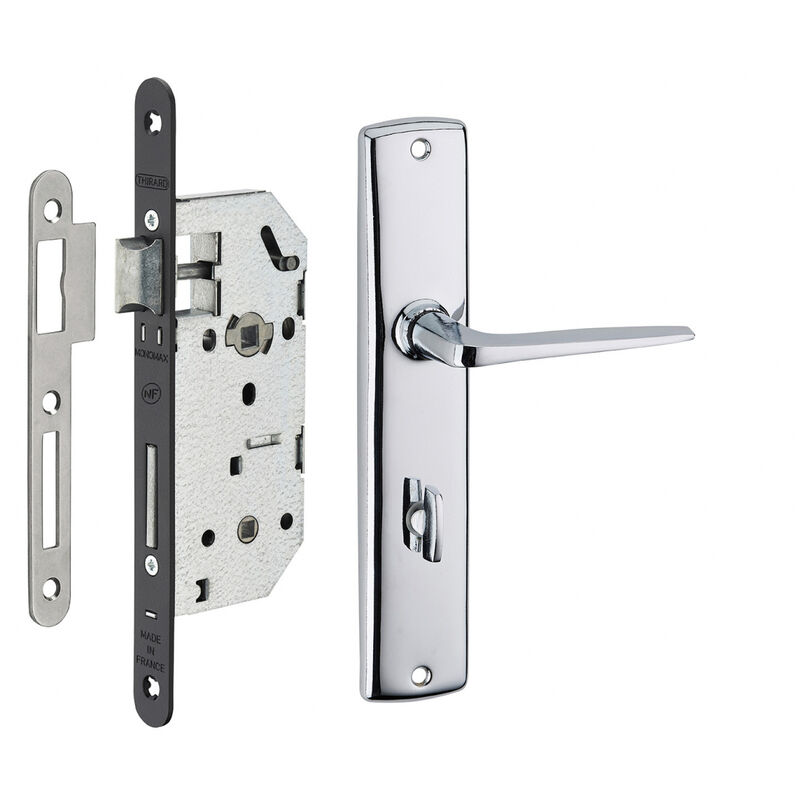 Garniture serrure encastrable Monomax nf à condamnation + ensemble poignées Demeter, axe 40mm, bouts ronds