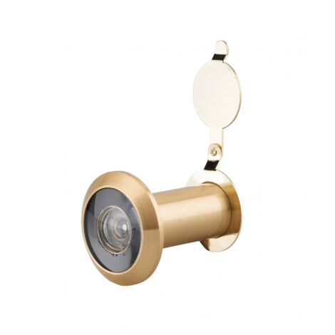 Thirard – Judas 200° en laiton poli – Vision claire avec angle de 200° – Pour portes légères 35 à 58 mm – Volet obturateur de sécurité