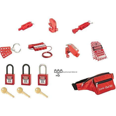 Thirard – Kit de consignation électrique 11 éléments – 2 cadenas de sécurité 38 mm – Verrouillage disjoncteur universel – Câble ajustable 1,80 m