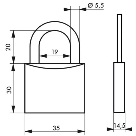 THIRARD - Lot de 2 cadenas TYPE 1, intérieur, 35mm, anse acier cémenté, 4 clés, s'entrouvrant - THIRARD