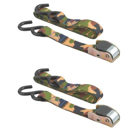 THIRARD - Lot de 2 sangles de serrage, 2m, à cliquet, crochet S, camouflage
