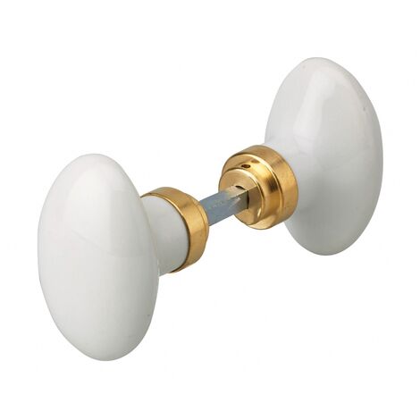THIRARD - Paire de boutons pour porte, carré 6mm avec fourreau adaptateur carré 7mm, 1 portée, porcelaine, blanc