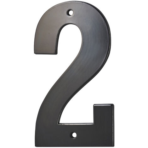 Thirard – Plaque signalétique chiffre 2 80mm noir – Alliage métallique résistant aux intempéries – Fixation à vis pour intérieur et extérieur