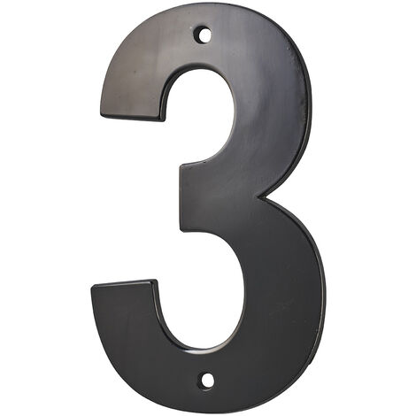Thirard – Plaque signalétique chiffre 3 80mm noir à visser – Alliage métallique résistant aux intempéries – Fixation à vis incluses