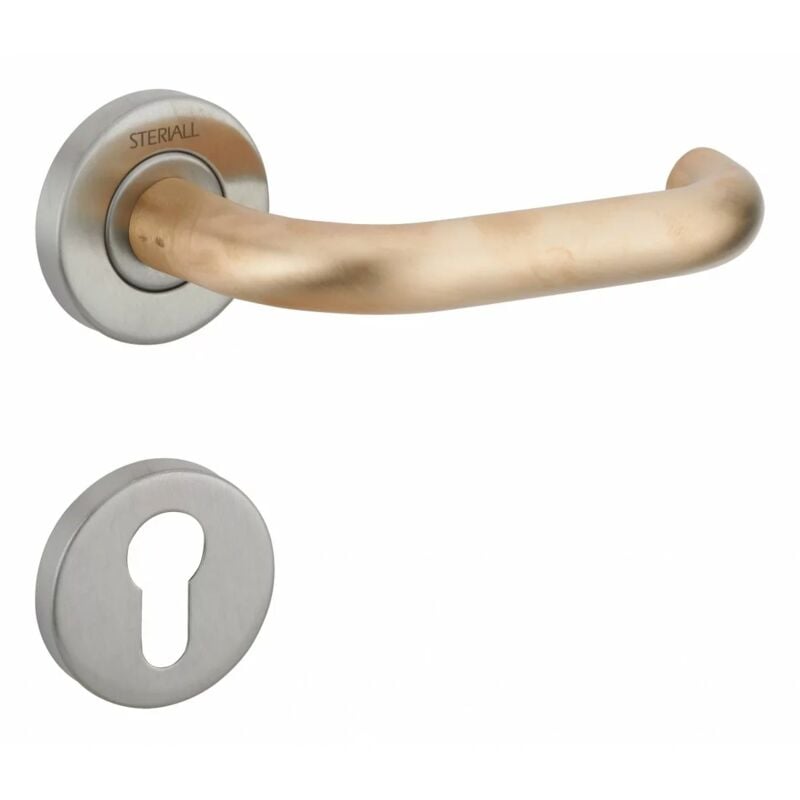 Thirard - Poignée antibactérienne cuivre rosace clés'i'/trou de cylindre - Carré de 7