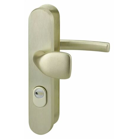 Thirard – Poignée de porte de sécurité en aluminium massif F2 – Béquille et aileron – Protection cylindre avec pastille tournante – Entr'axe 216mm