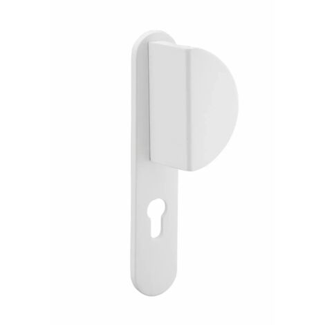 Thirard – Poignée de porte d'entrée palière laqué blanc – Aluminium fondu – Entr'axe 195mm – Trou de cylindre – Épaisseur 45mm maxi