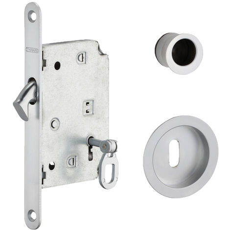 Thirard – Serrure à crochet pour porte coulissante – Axe 50 mm – Coffre acier embouti 11 mm – Livrée avec 1 clé articulée
