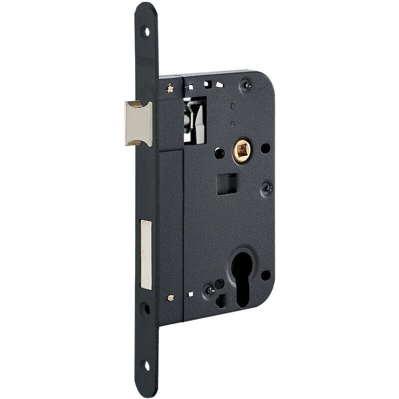 Serrure monopoint à encastrer 'Grand Axe' Noir 70 80 70 Époxy Avec Pêne dormant et demi-tour
