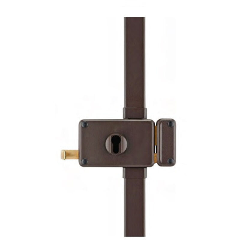 Serrure en applique Horga à tirage pour porte d'entrée, gauche, 3 pts, Transit2 30x65mm, axe 70mm, marron, 4 clés