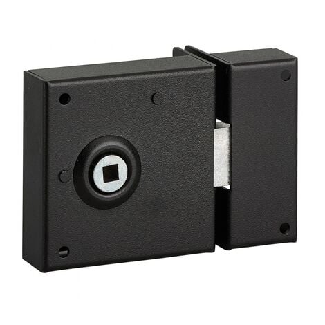 THIRARD - Serrure en applique pour porte intérieure, pêne 1/2 tour seul, axe 45mm, carré 6mm, 70x70mm, noir - THIRARD