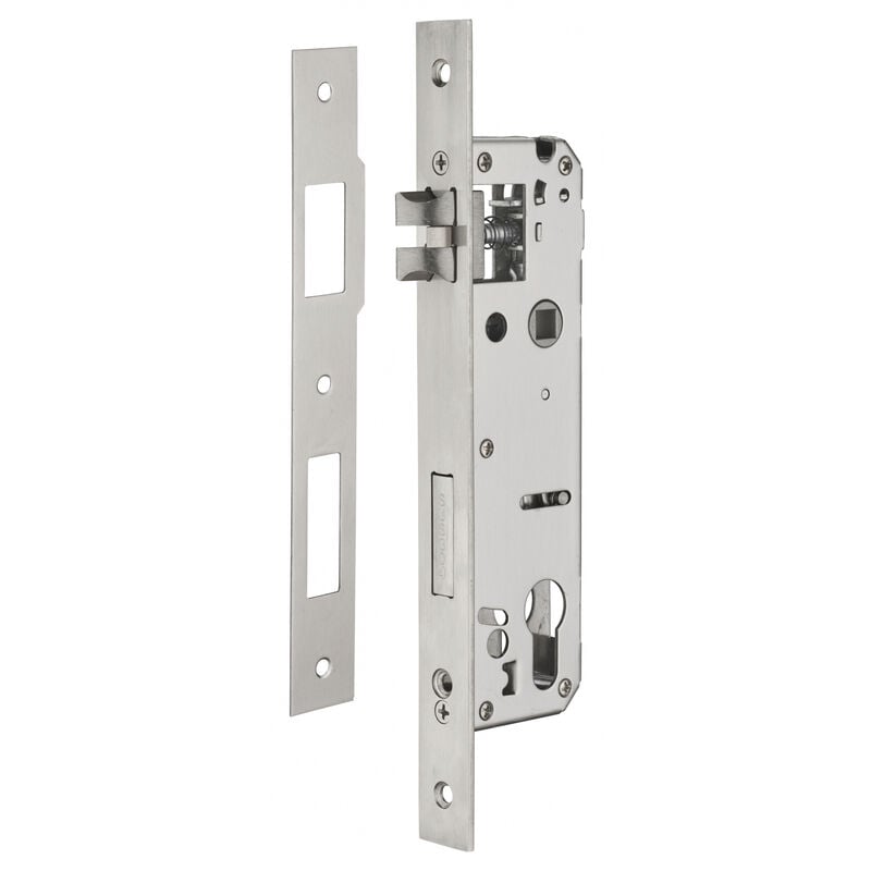 Serrure encast. Intelock trou cylindre pour poignées connectées, inox, axe35mm, entr'axes85mm, carré8, BCINTELOCK